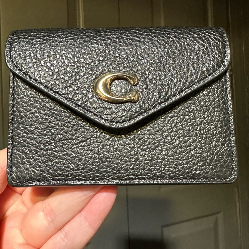 Coach Black Pebbled Leather Card Holder Case
